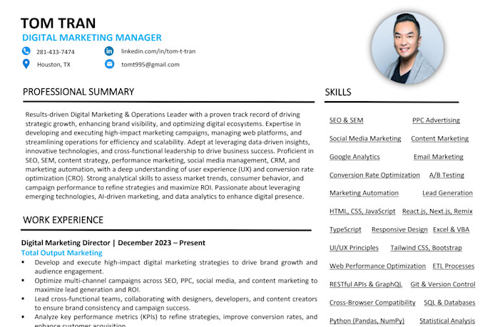 do professional ats resume writing, design resume, CV, cover letter and linkedin